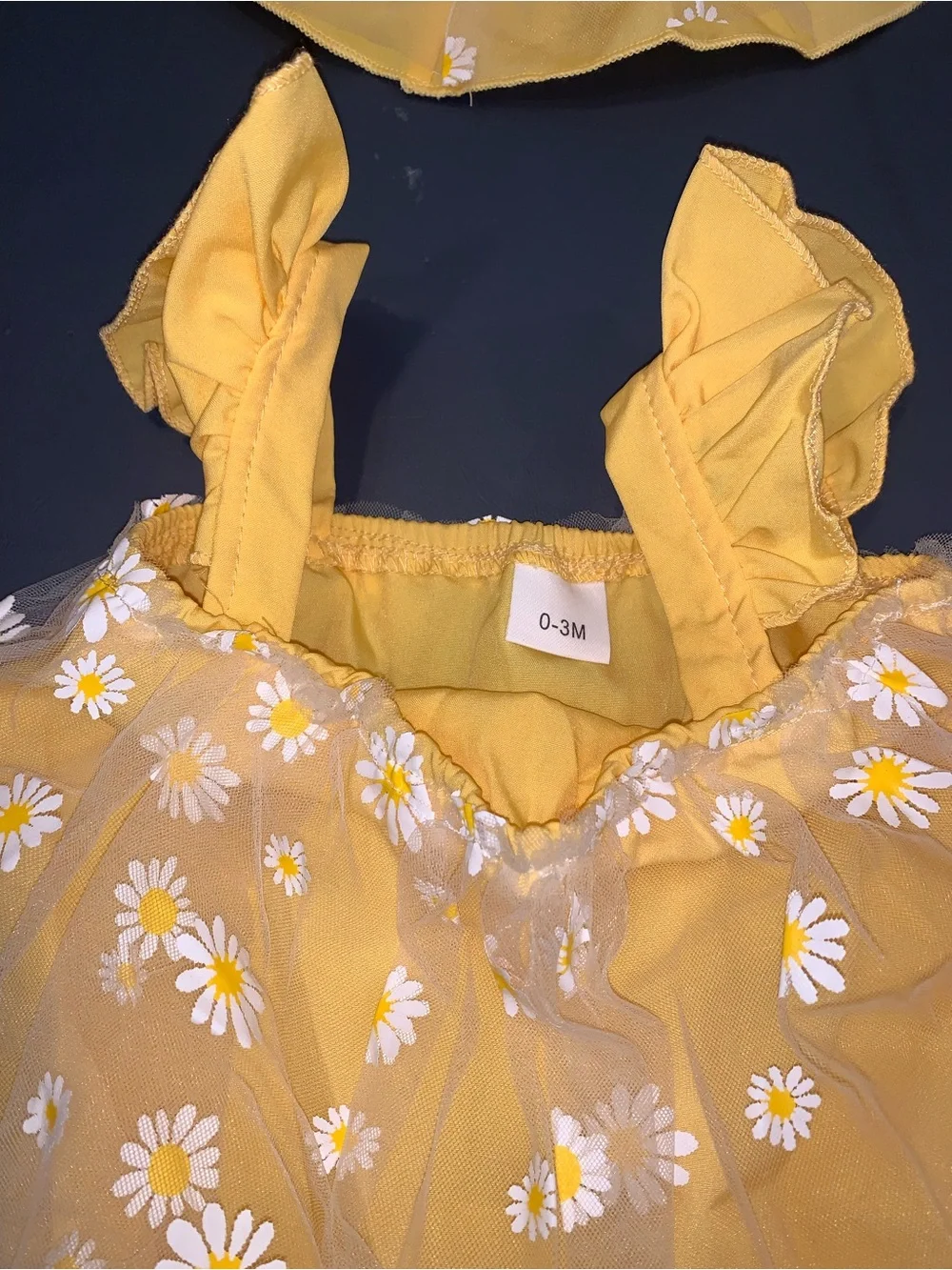 Yellow Daisy Baby Romper & Matching Sun Hat